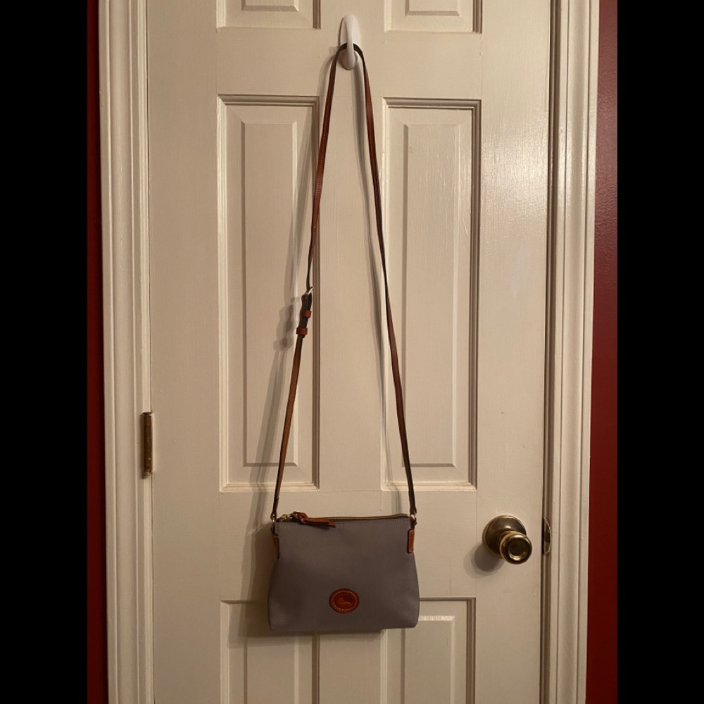 Dooney Bourke Gray Duck Canvas Leather Mini Shoulderbag